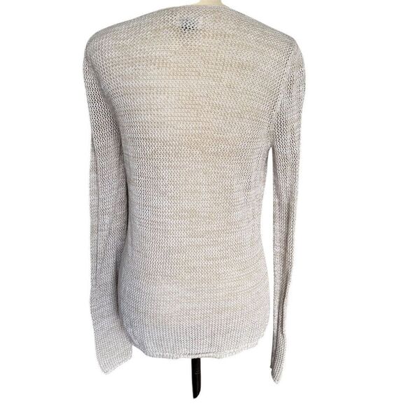 Old Navy Women's Oatmeal Long Sleeve Open Waffle Knit Pullover Sweater M - Picture 6 of 6